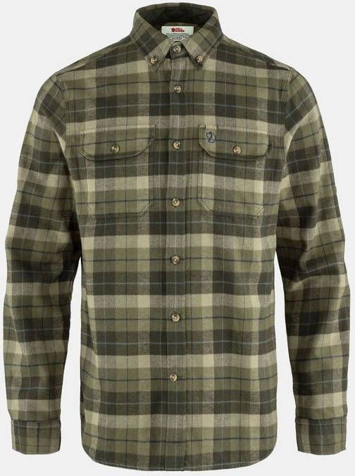 Fjällräven Singi Heavy Flannel Overhemd Middengroen/Donkerkaki