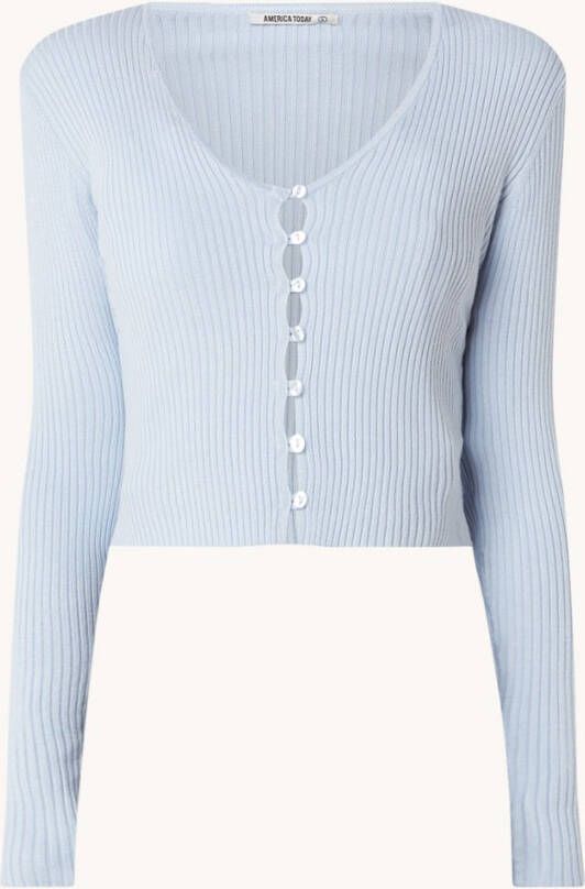 America Today Ribgebreid cropped vest met V hals
