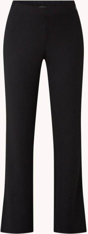 Calvin Klein High waist wide fit broek met ribstructuur en plissé