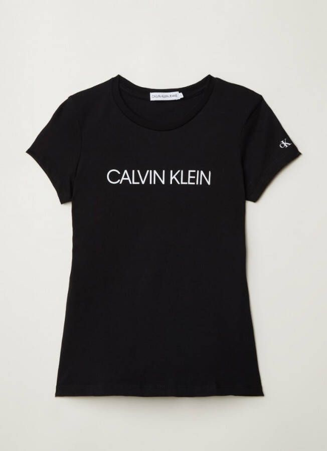 Calvin klein Jeans! Meisjes Shirt Korte Mouw Maat 164 Zwart Katoen