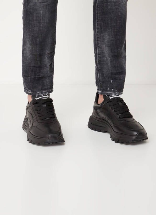 Dsquared2 Veter up lage top sneakers , Zwart, Heren