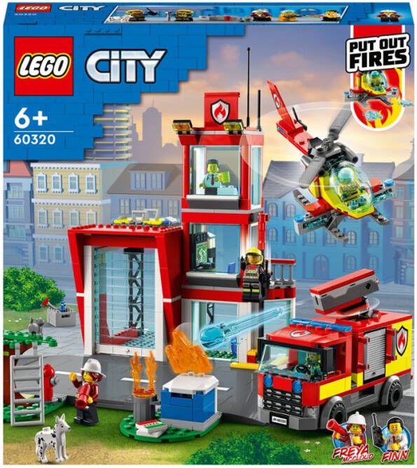 Lego 60320 City Brandweerkazerne Bouwset met Garage, Auto en Helikopter Speelgoed voor Kinderen van 6+, Reddingshelikopter