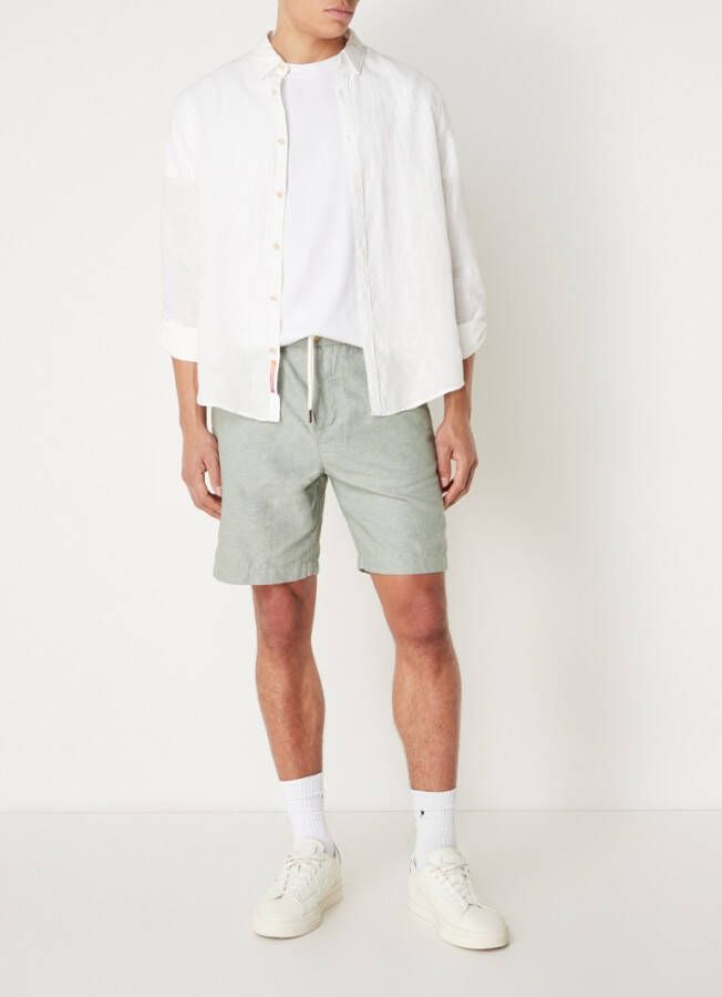 Scotch & Soda Fave straight fit korte broek met gemê, leerd dessin