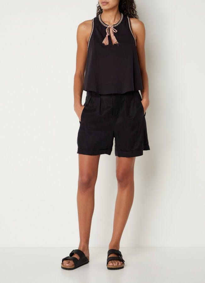 Scotch & Soda High waist loose fit korte broek in linnenblend met strikceintuur