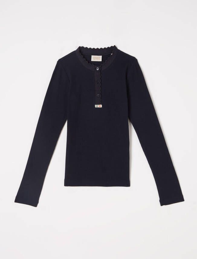Scotch & Soda T shirt met lange mouwen en geschulpt randje