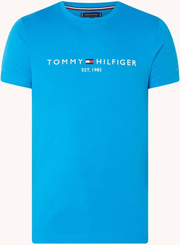 Tommy Hilfiger Regular Fit T Shirt ronde hals blauw, Effen