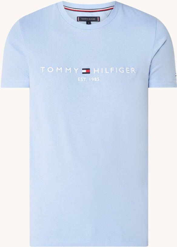 Tommy Hilfiger Regular Fit T Shirt ronde hals lichtblauw, Effen