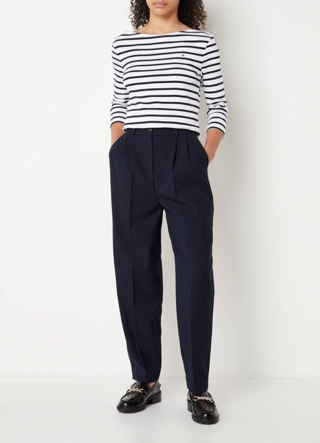 Tommy Hilfiger Donkerblauwe T shirt Slim Stp Boat nk Top 3/4 Slv