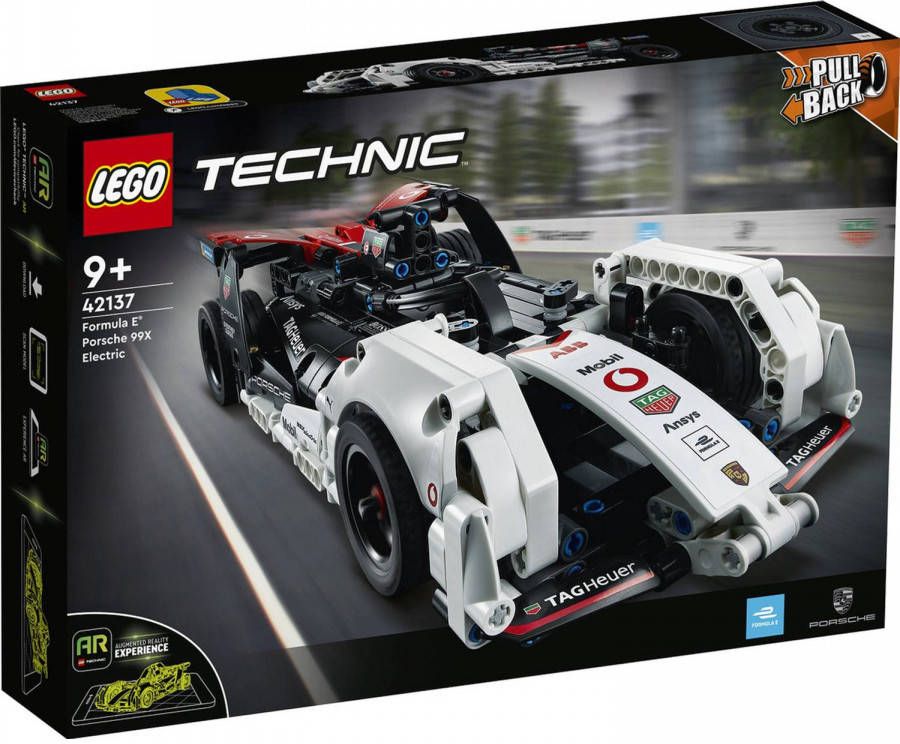 Lego 42137 Technic Formula E Porsche 99X Electric, Pull backraceauto met Indrukwekkende AR app, Speelgoedauto, Modelauto