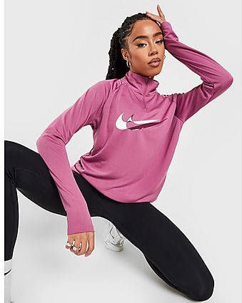 Nike Dri FIT Swoosh Run Tussenlaag hardlooptop met korte ritssluiting voor dames Light Bordeaux/Sangria/White Dames
