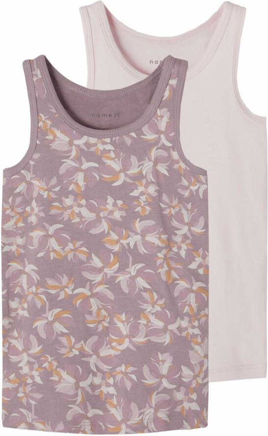 name it ! Meisjes 2 Pack Hemd -- Diverse Kleuren Katoen/elasthan