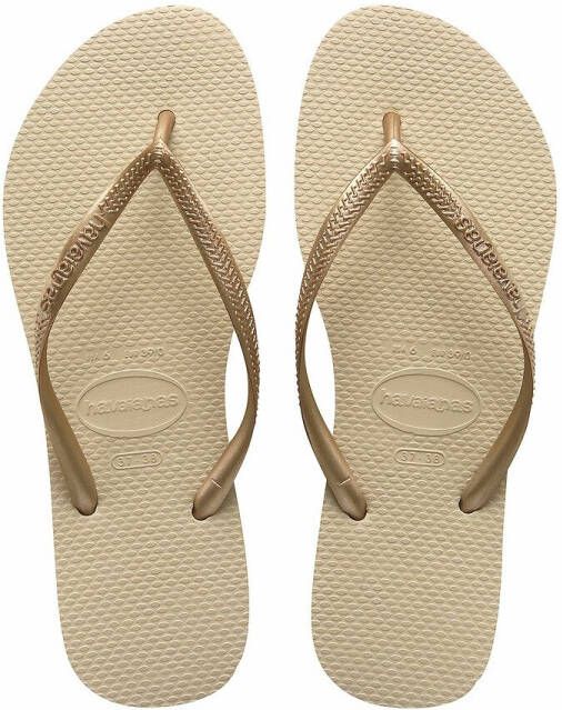 Havaianas s Girls' Slim Flip Flops Sand Grey/Light Golden UK 2.5 3 Kids