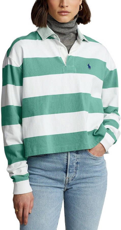 Polo Ralph Lauren cropped striped polo shirt , Groen, Dames