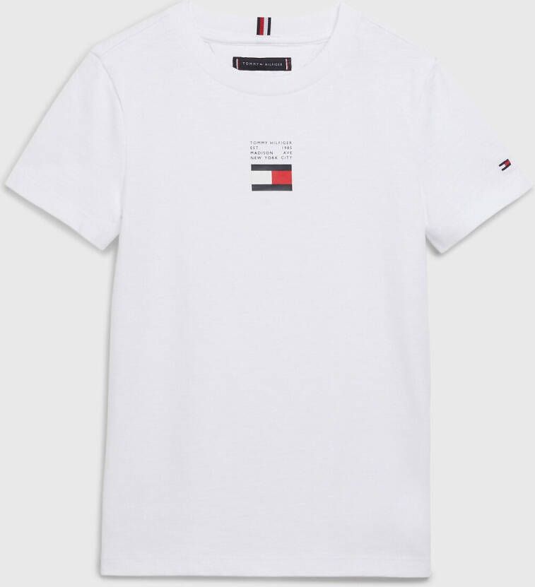 Tommy Hilfiger ! Jongens Shirt Korte Mouw -- Wit Katoen