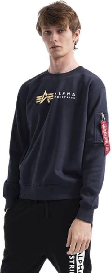 alpha industries Label trui folie print 118312fp 07 , Blauw, Heren
