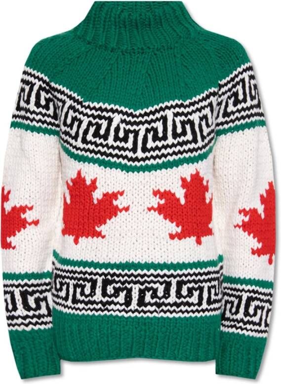 Dsquared2 Patterned Wool Sweater , Groen, Heren