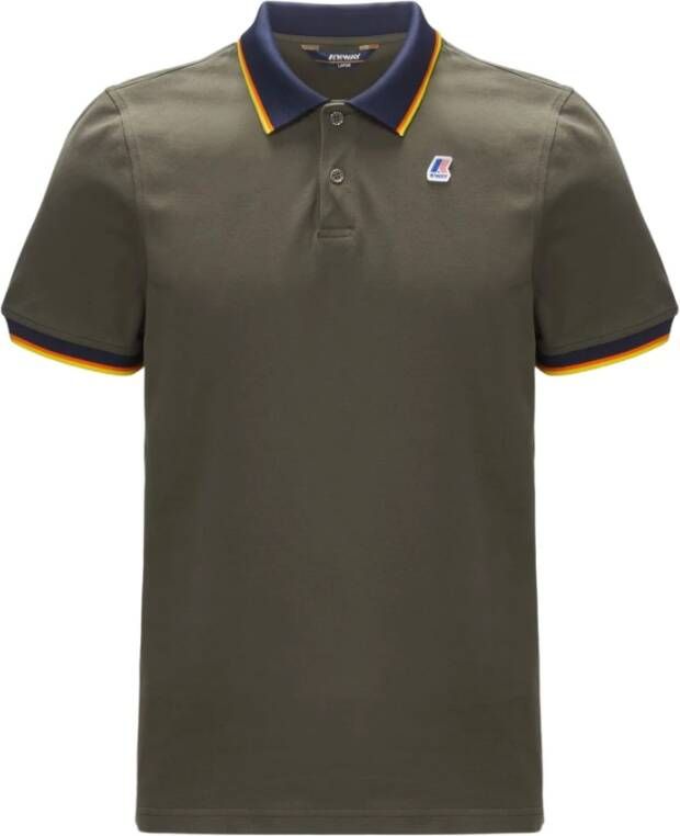 K-way Logo patch polo T shirt K Way, Groen, Heren