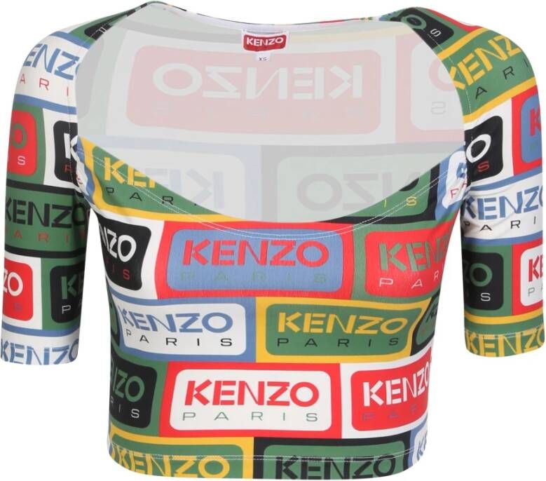 Kenzo Top made in a body silhouette features an eye catching printed design showcasing multicolored Paris labels , Groen, Dames