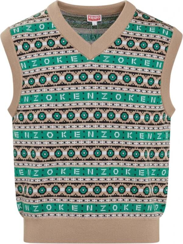 Kenzo V hals gebreide kleding , Groen, Heren