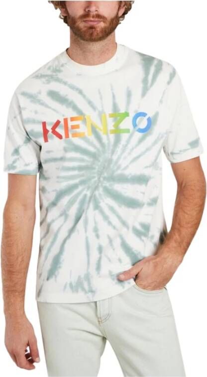 Kenzo T shirt met logo, ontspannen pasvorm , Groen, Heren
