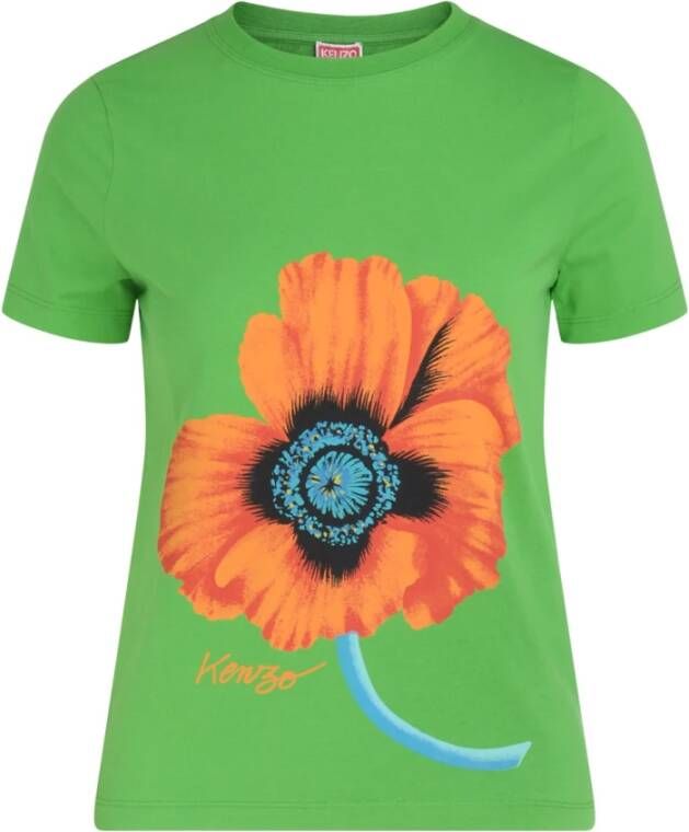 Kenzo T Shirt Poppy , Groen, Dames