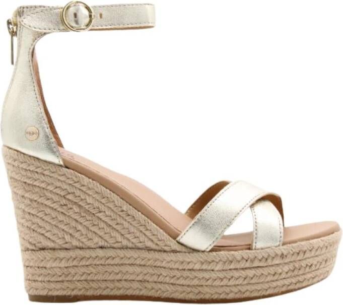Ugg Ezrah Sandales voor Dames in Gold Metallic,, Leder