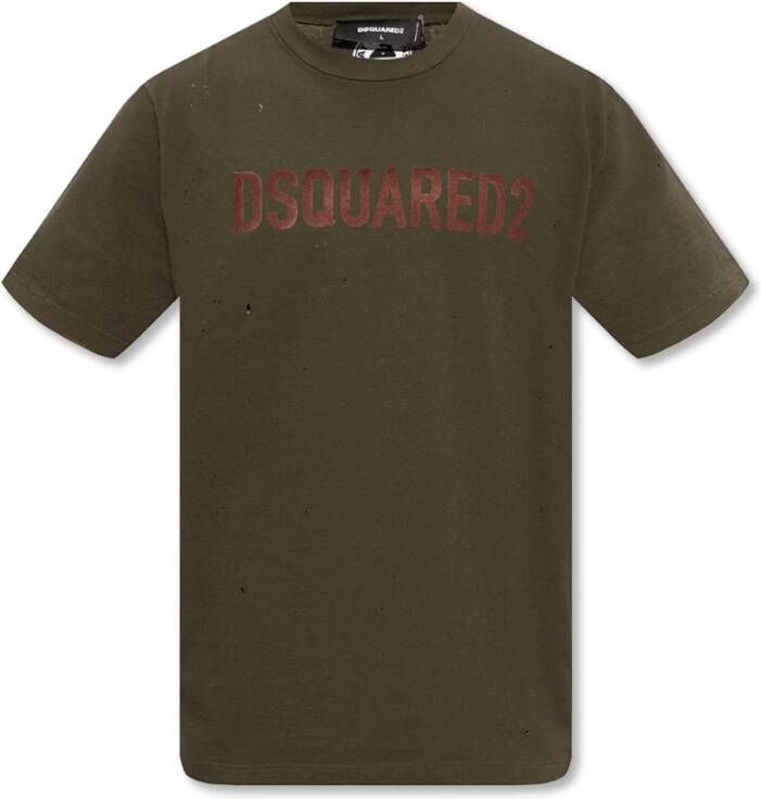 Dsquared2 Destroyed T shirt met ripped details en logoprint