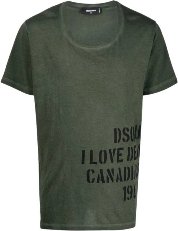 Dsquared2 T Shirts , Groen, Heren