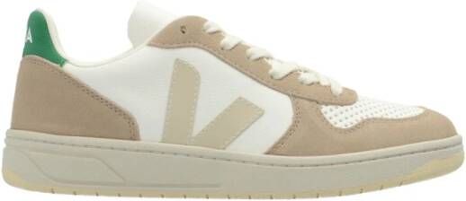 Veja V 10 sneaker van leer met suè, de details