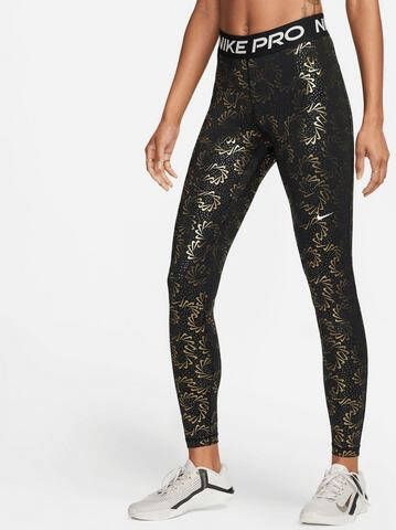 Nike Pro Clash Dameslegging met print en halfhoge taille Zwart