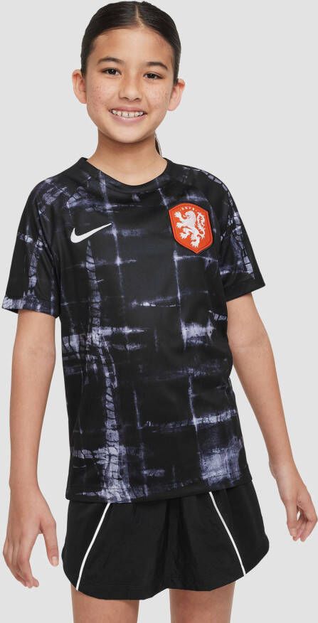 Nike knvb nederland dri fit pre match trainingsshirt 22/23 zwart/wit kinderen