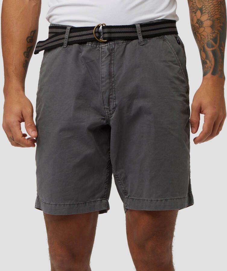 Protest straight fit bermuda met riem antraciet