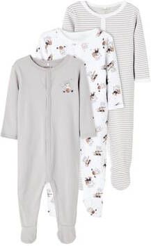 NAME IT BABY boxpak NBNNIGHTSUIT set van 3 wit/grijs