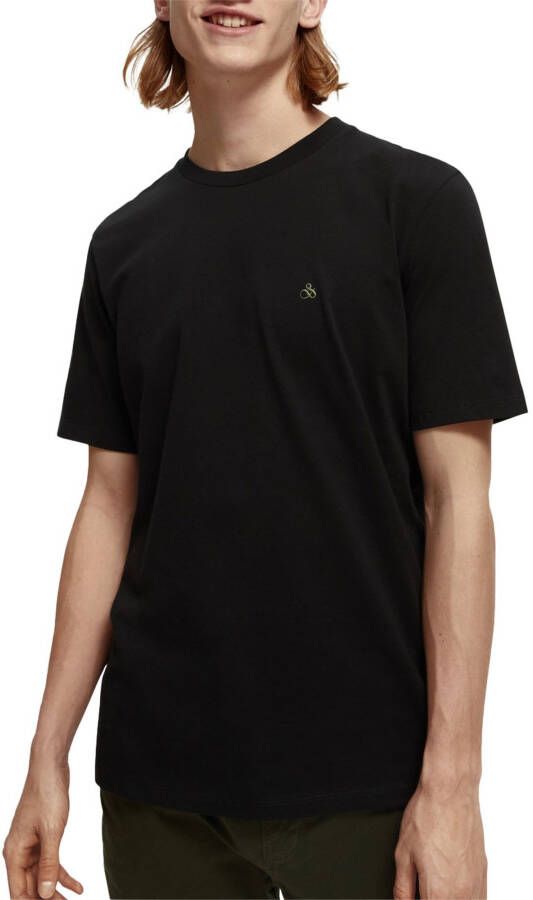 Scotch and Soda T shirts Essentials Crewneck jersey T shirt in Organic Cotton Zwart