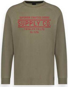 Twinlife T shirt Men t shirt long sleeve logo | Dusty Olive