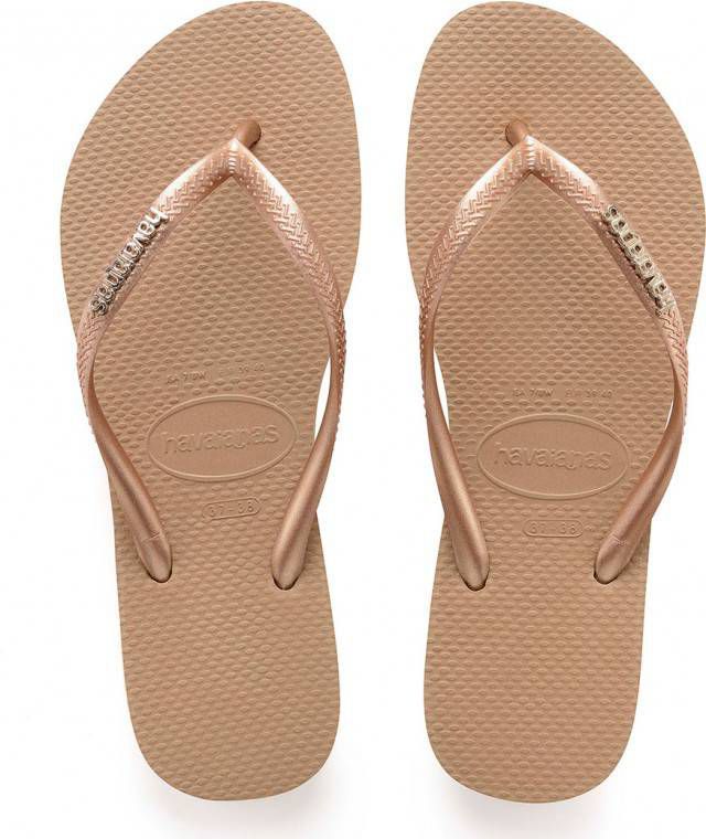 Havaianas Slippers Flipflops Slim Logo Metallic Roségoudkleurig