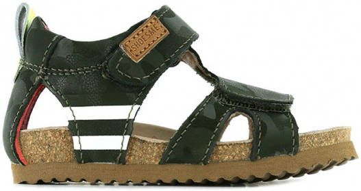 Shoesme BI22S086 A leren sandalen met camouflageprint groen
