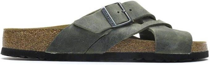 Birkenstock Lugano Geolied Nubuck Regular Slipper Heren Groen