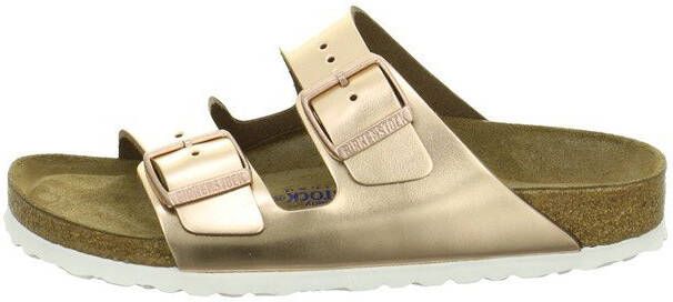 Birkenstock Slippers ARIZONA SFB in smalle schoenwijdte, metallic look, met soft voetbed