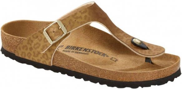 Birkenstock Slippers Gizeh Leopard Gold regular Birko Flor Goudkleurig