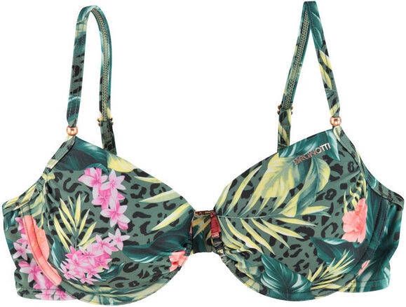 Brunotti beugel bikinitop met all over print groen