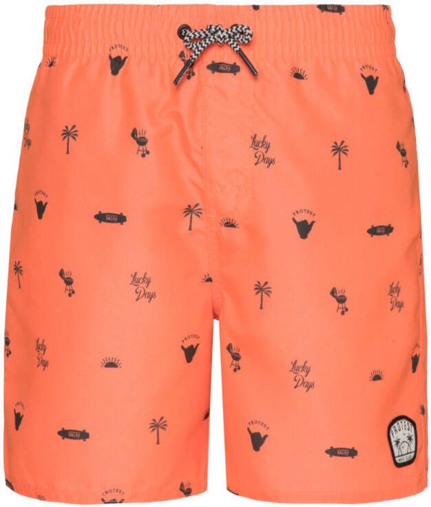 Protest zwemshort Jorn met all over print oranje