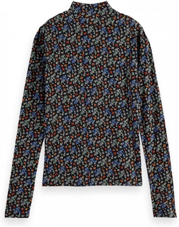 Scotch & Soda 164687 0220 scotch en soda printed long sleeved mock neck organic cotton t shirt combo d