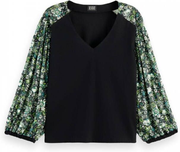 Scotch & Soda 164688 0588 scotch en soda printed lace long sleeved t shirt combo i