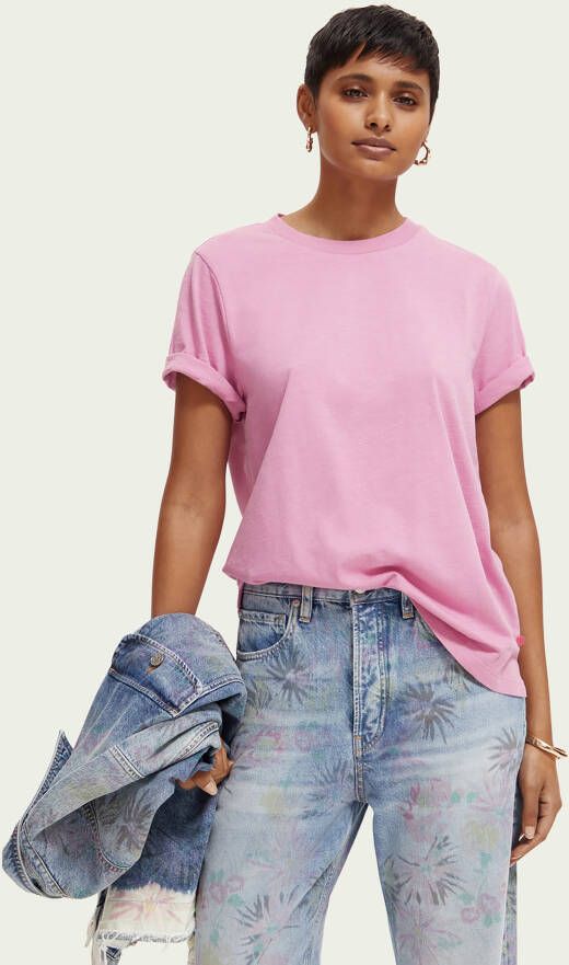 Scotch and Soda T shirts Regular Fit T Shirt With Splitted Hem Roze