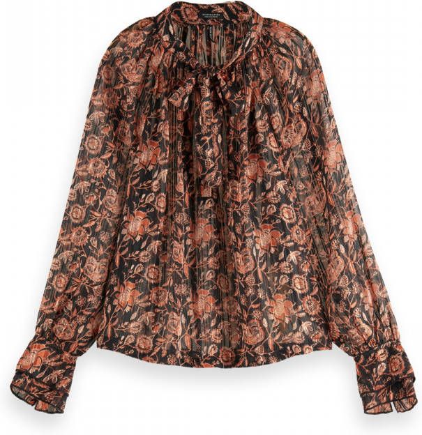 Scotch & Soda 163812 0587 printed sheer recycled polyester ruffle top combo h