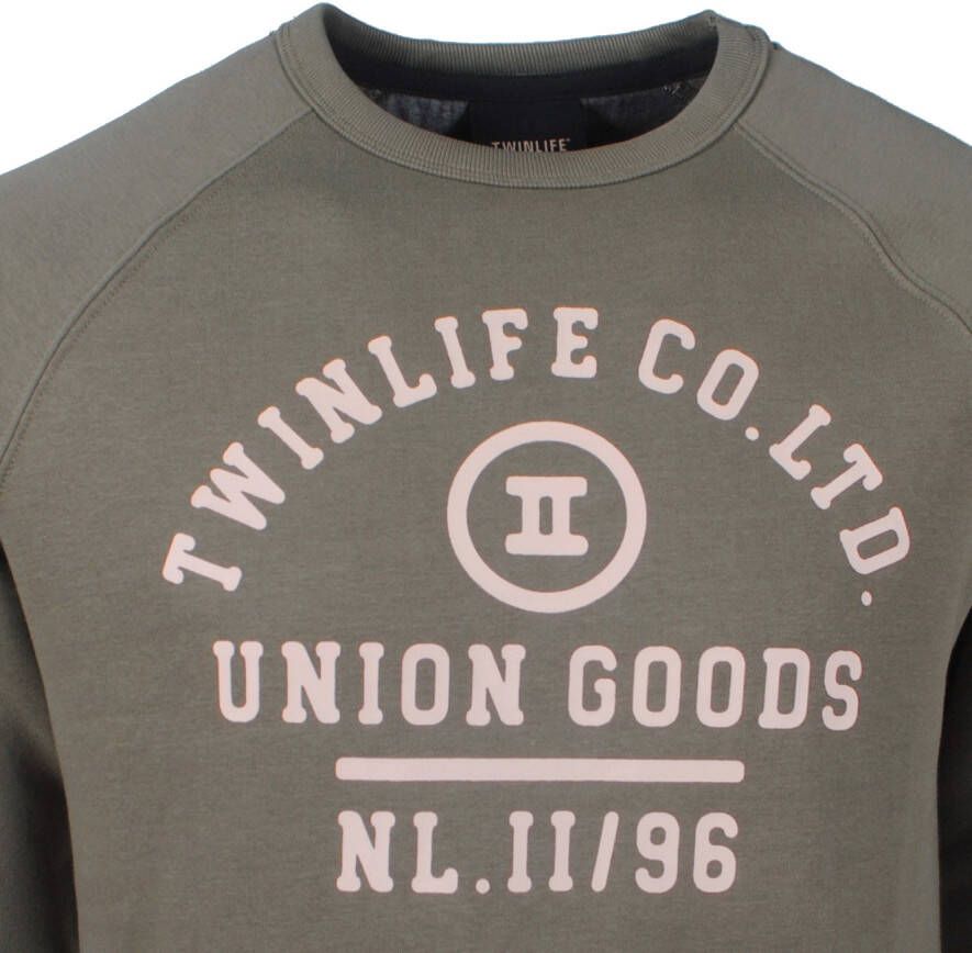 Twinlife heren sweater olijf groen