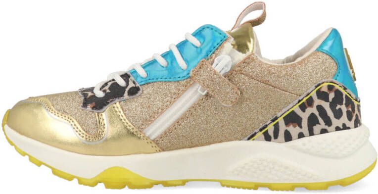 Vingino Zetta sneakers met panterprint goud/multi