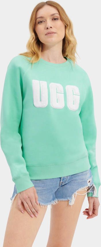 Ugg Madeline Fuzzy Logo Crewneck in Pale Emerald/Cream