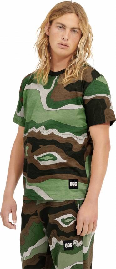 Ugg Rhett logo T shirt voor Heren in Green,, Katoen